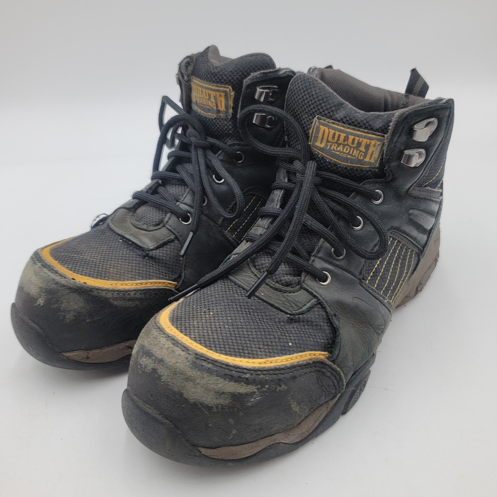 Duluth Trading Co Mens Composite Toe Work Boots Black Leather 10.5 ASTM F2413-18